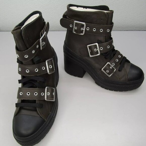 NEW CONVERSE Women Chuck 70 De Luxe Heel Leather Buckle Platform Sneaker Size 7 - Picture 3 of 9